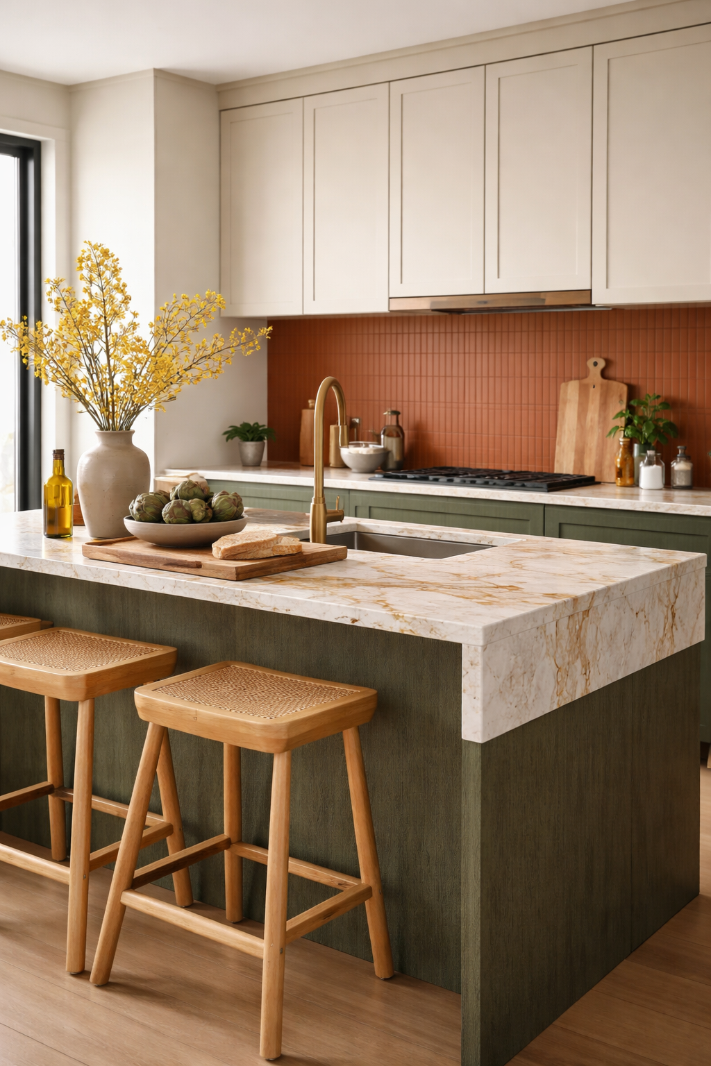 28 Stylish & Functional Kitchen Countertop Ideas to Try Now 13 dynamic color layering