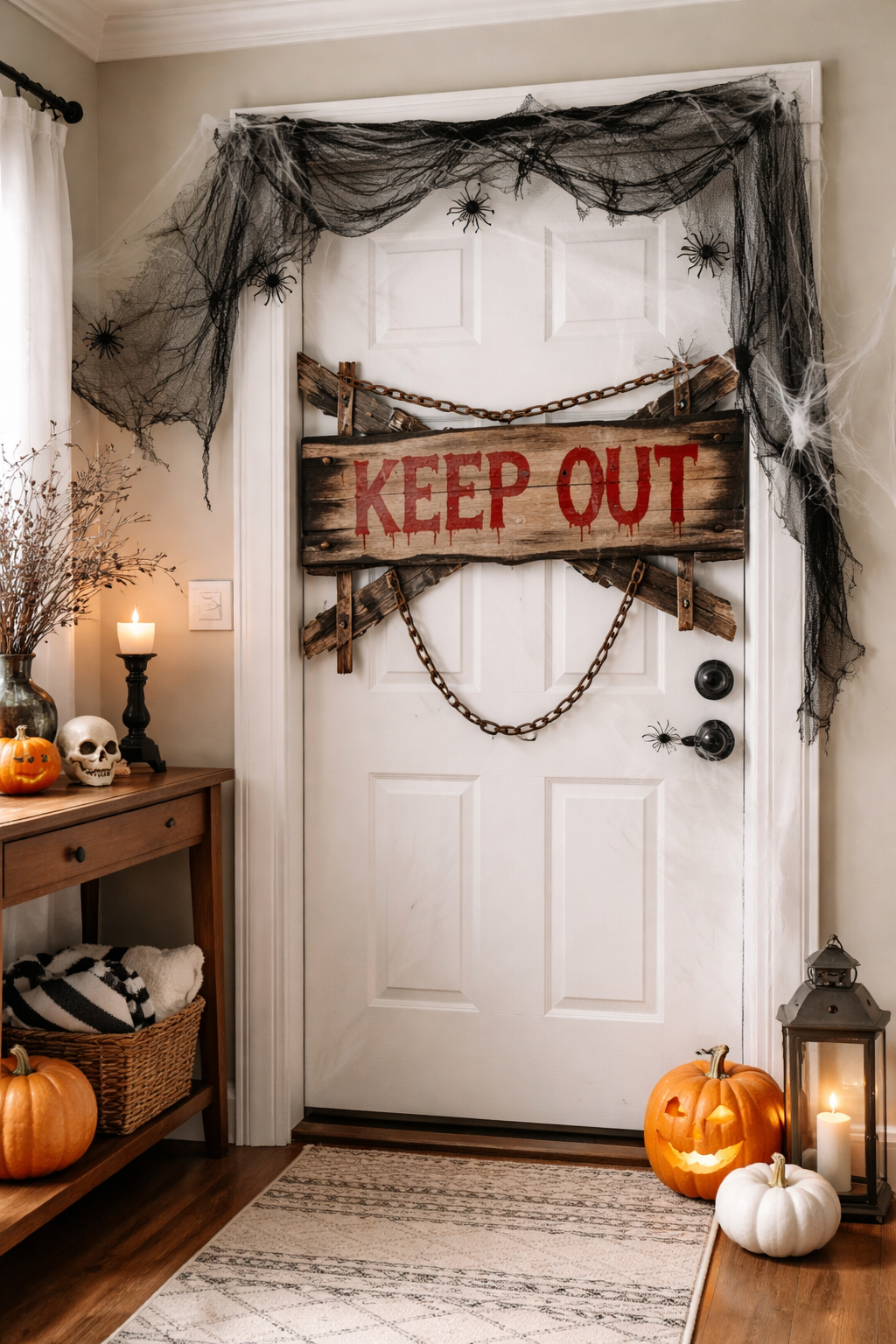 keep out Halloween door sign