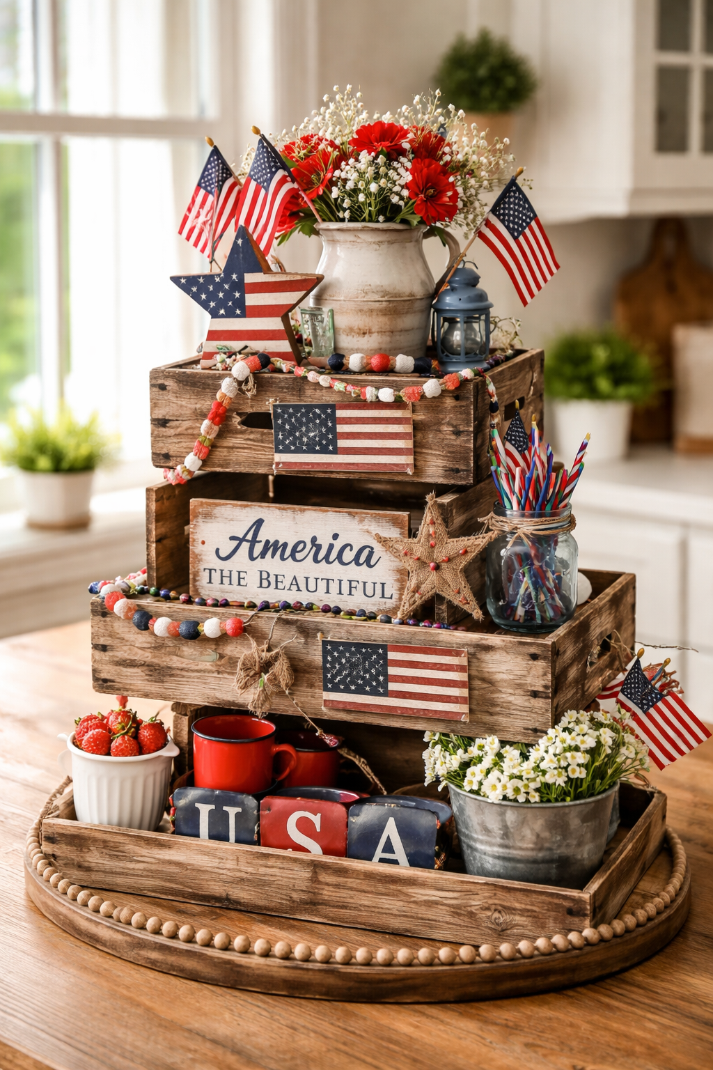 rustic patriotic tiered display