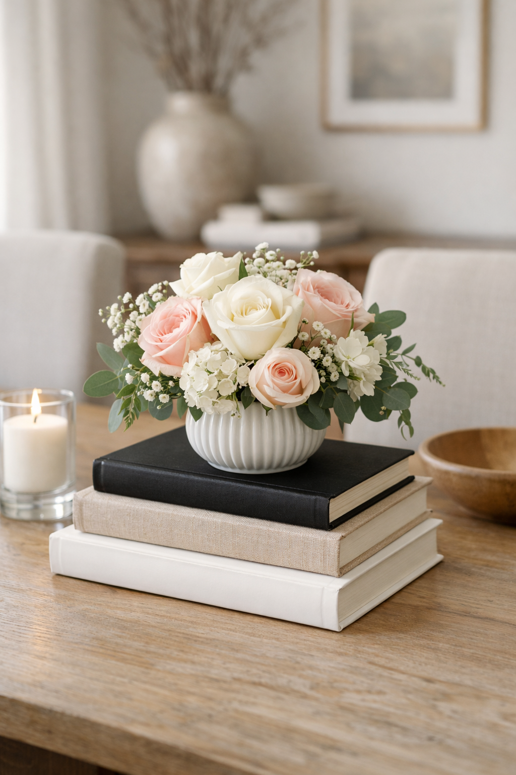 elegant floral book centerpiece