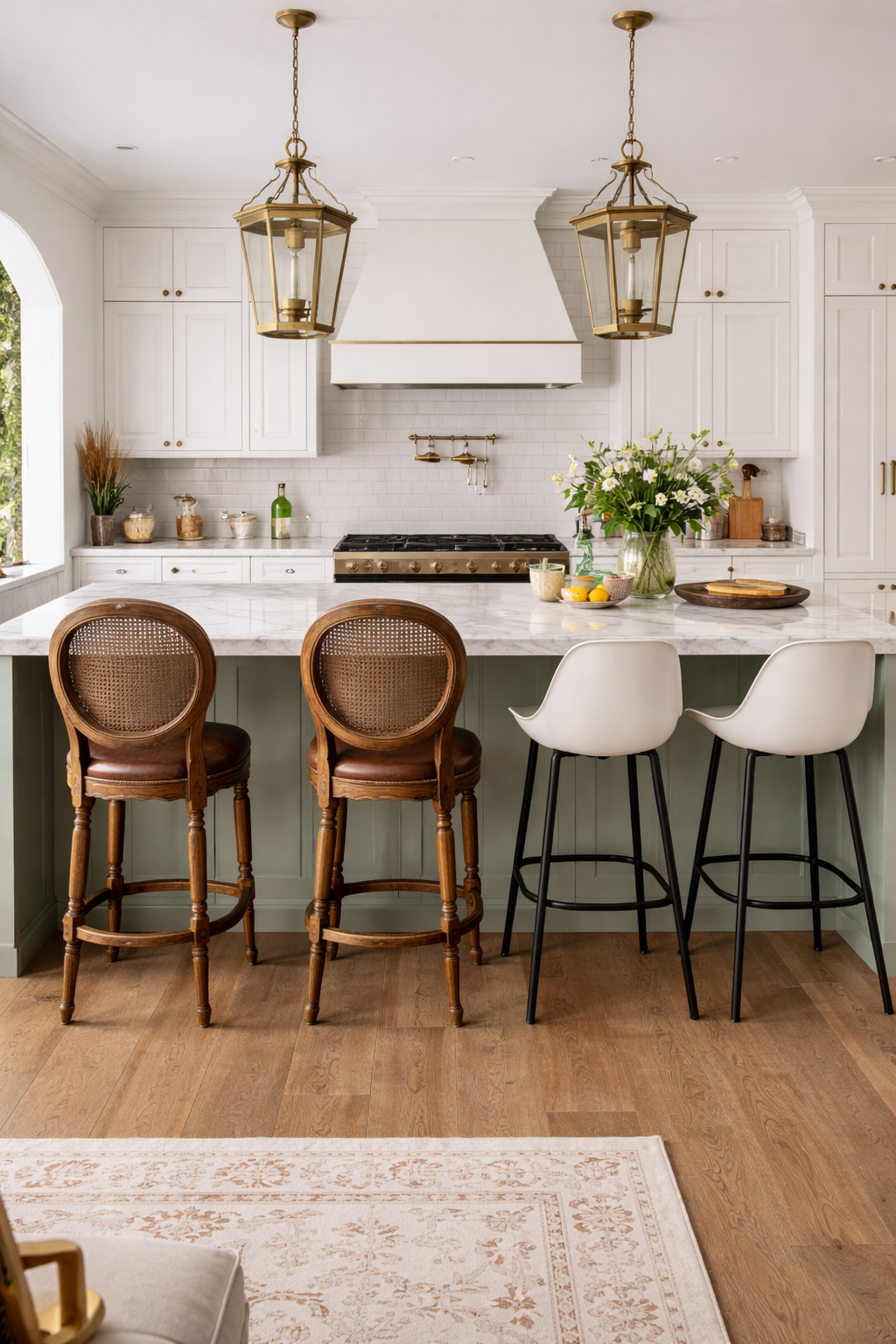 blending antique and contemporary seating