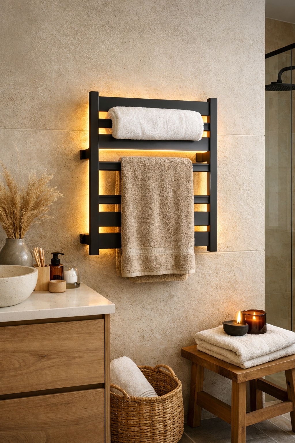 illuminated towel rack elegance