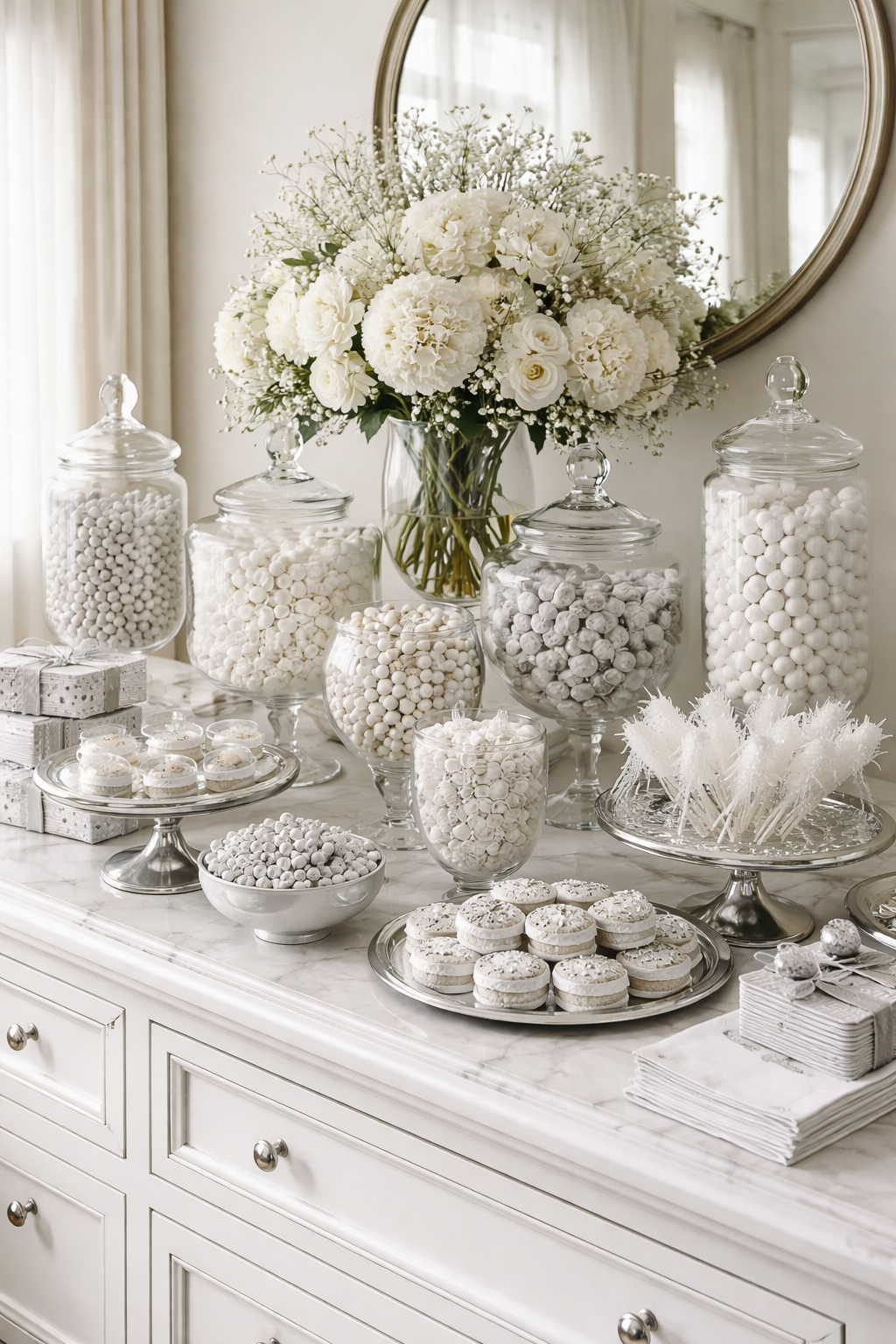 monochrome candy arrangement elegance
