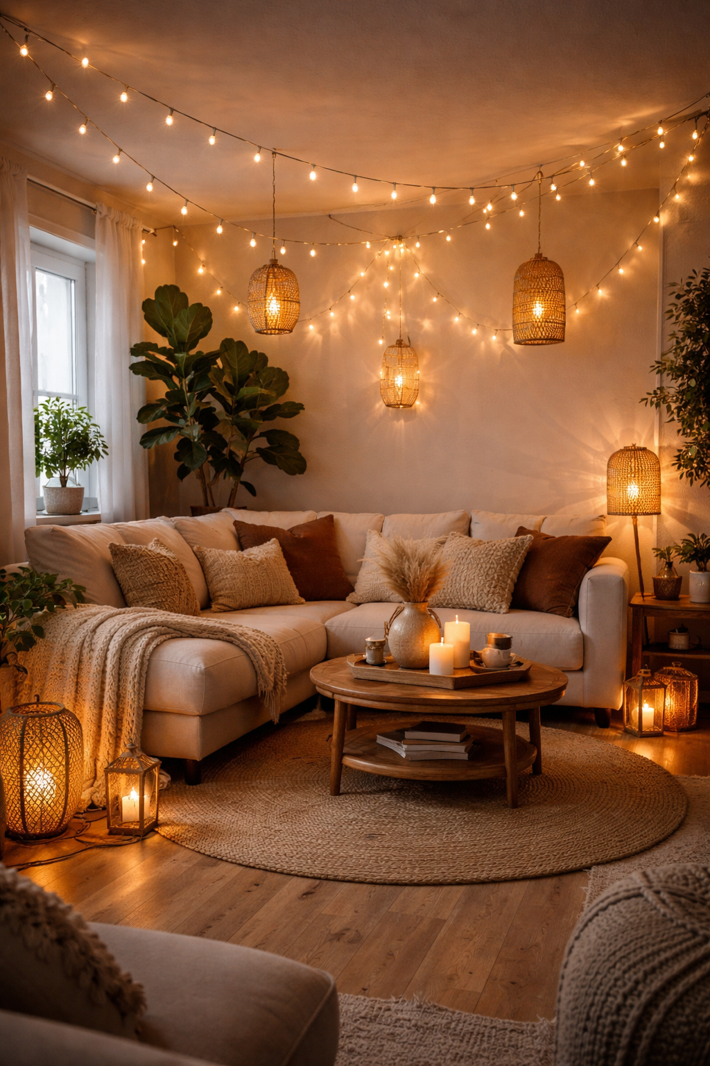 22 Modern Boho Living Room Ideas You'll Absolutely Love 14 create cozy ambient lighting