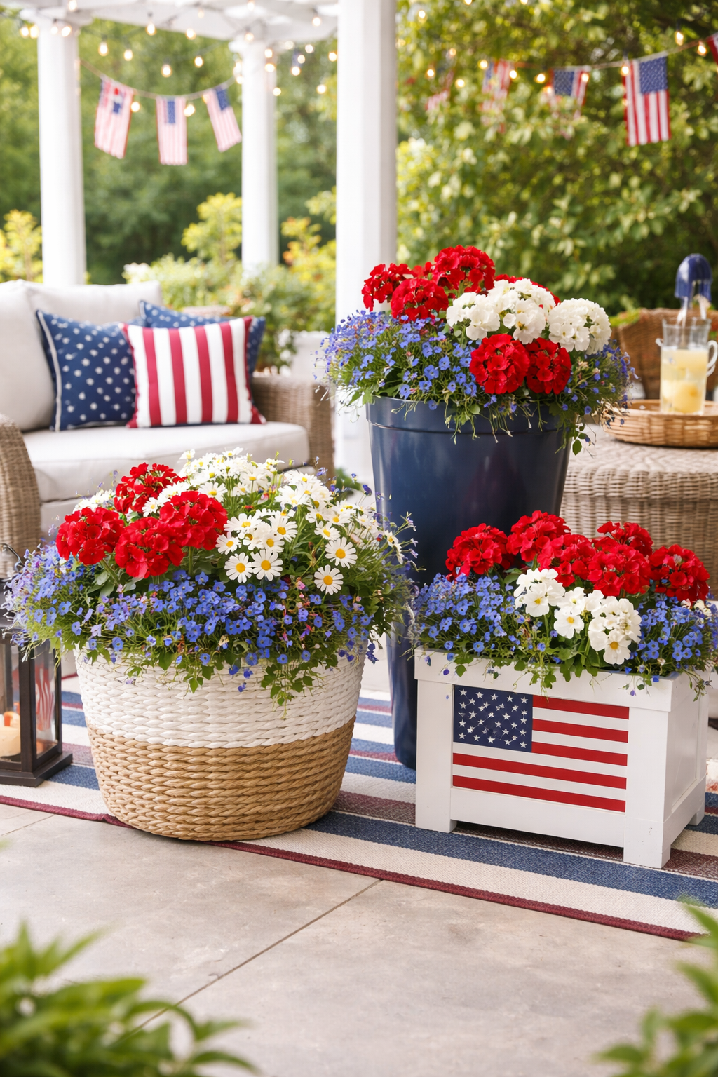 patriotic flower planter decor