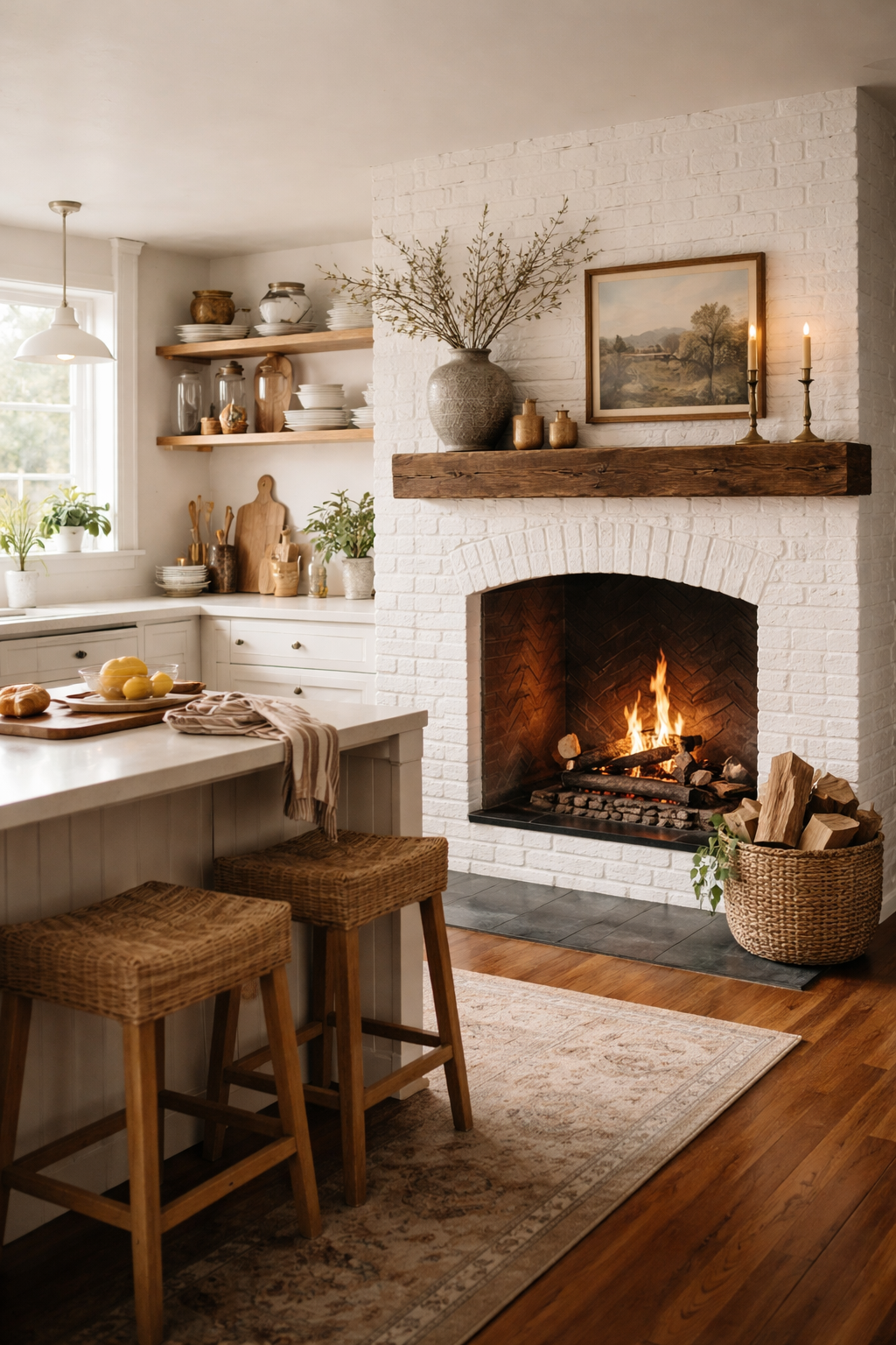 cozy stylish fireplace accent