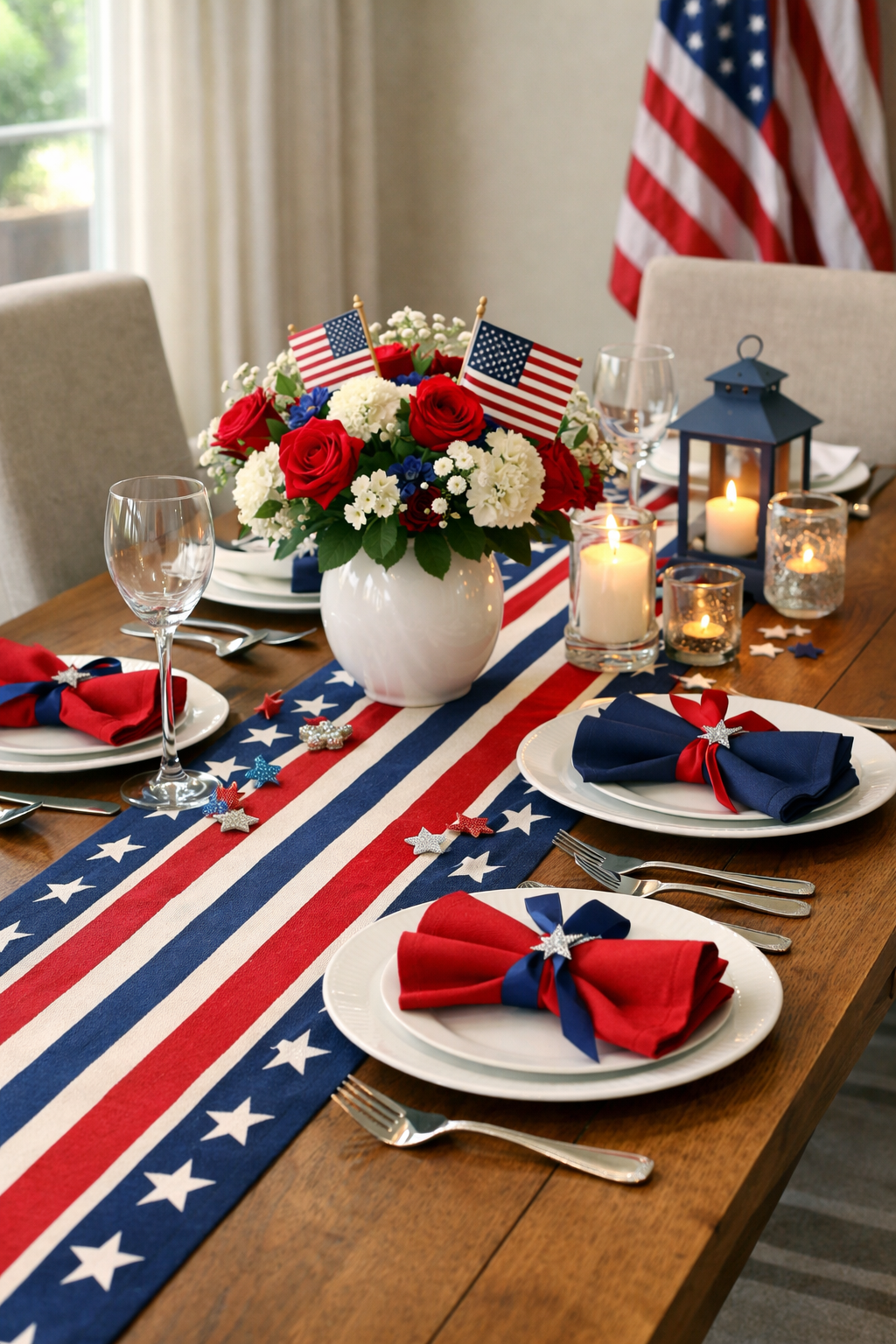 elegant patriotic table decor