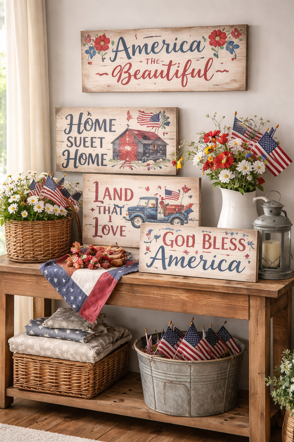 patriotic hand painted wooden signs
