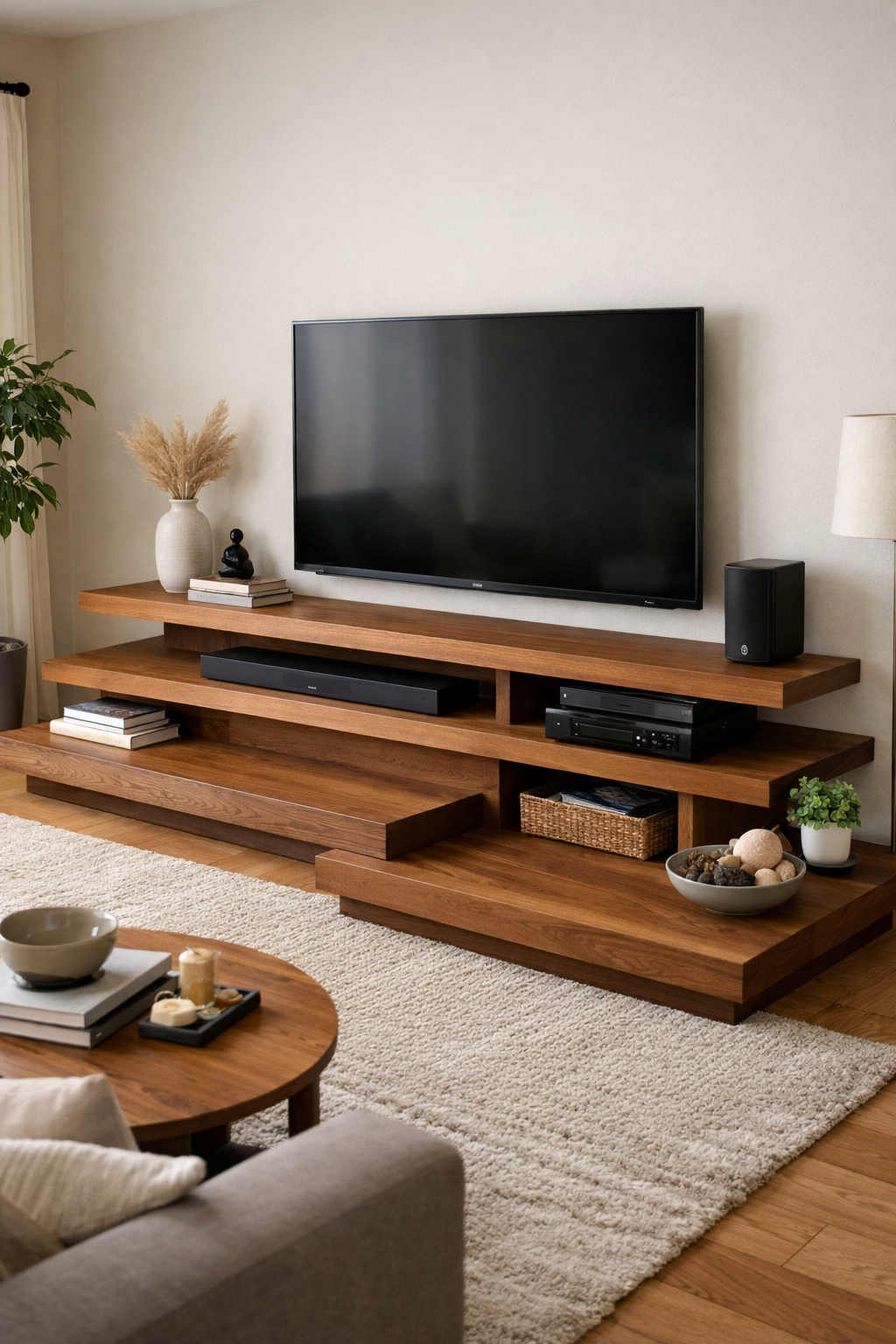 layered wood platform design