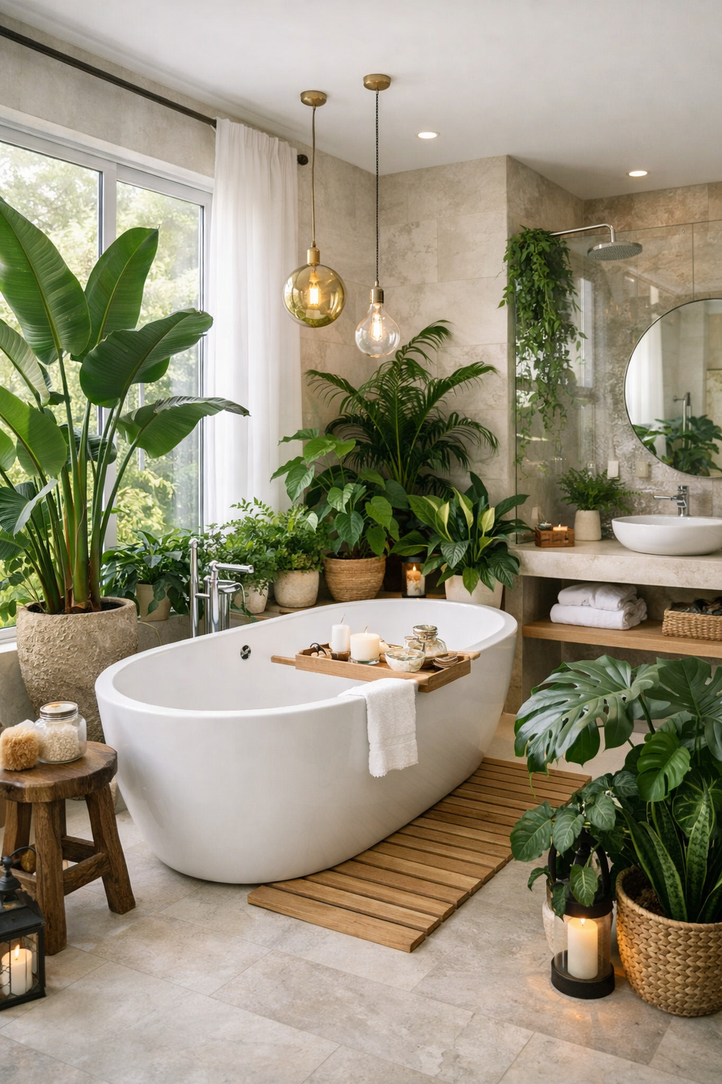 add lush bathroom greenery