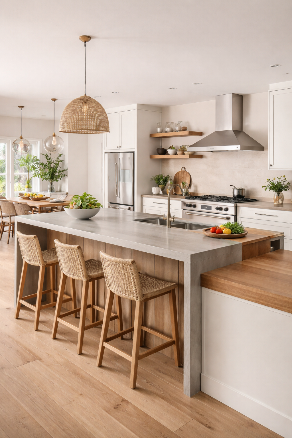 multi level countertops define zones