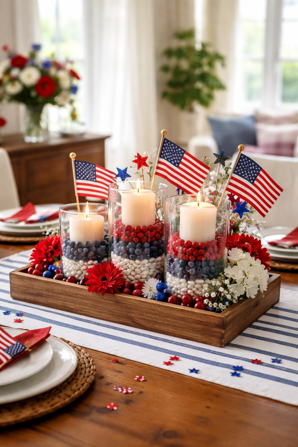 patriotic candle centerpiece decor