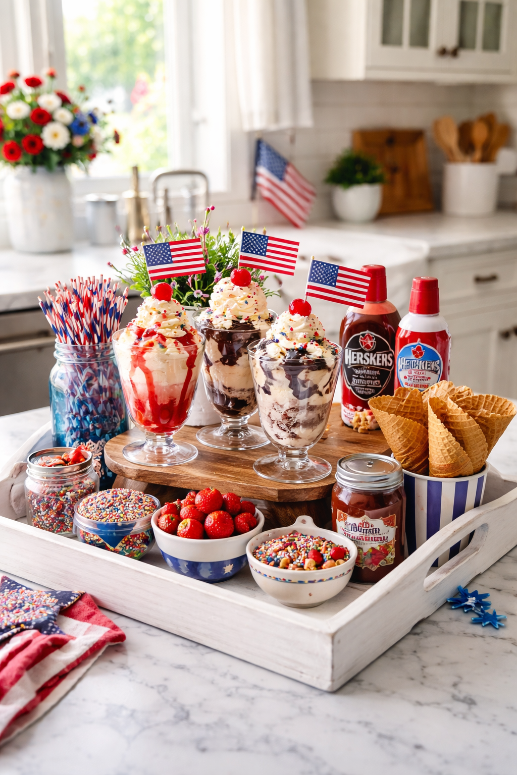 patriotic ice cream sundae