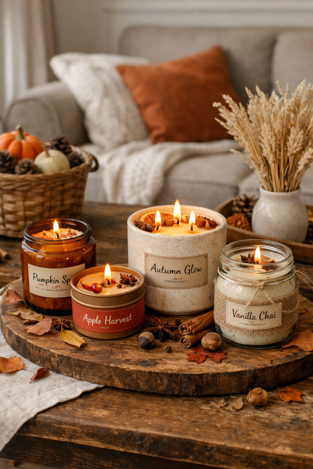 custom cozy fall candles