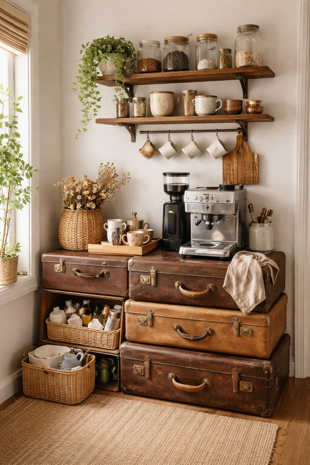 vintage suitcases as storage