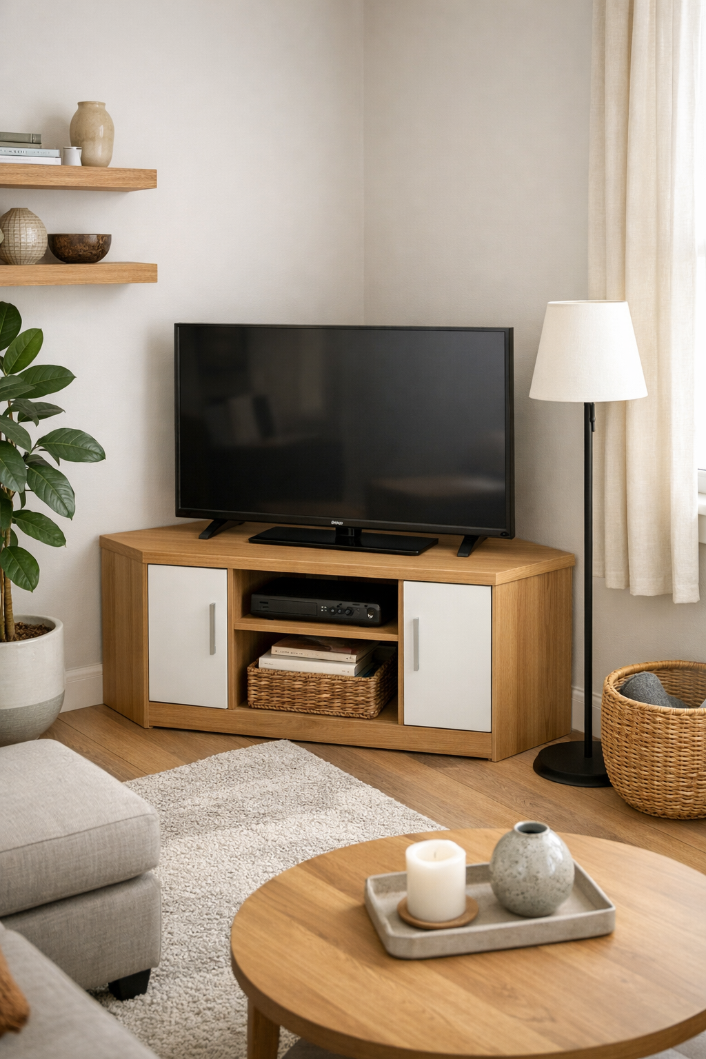 space efficient corner entertainment units