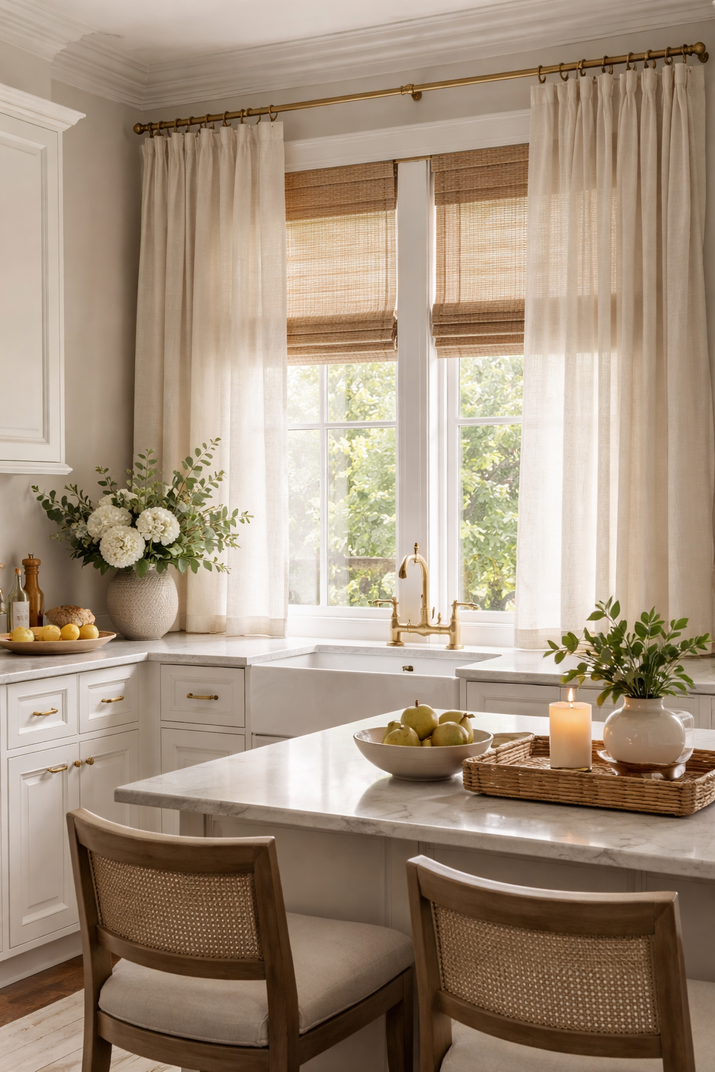 elegant layered textured window coverings