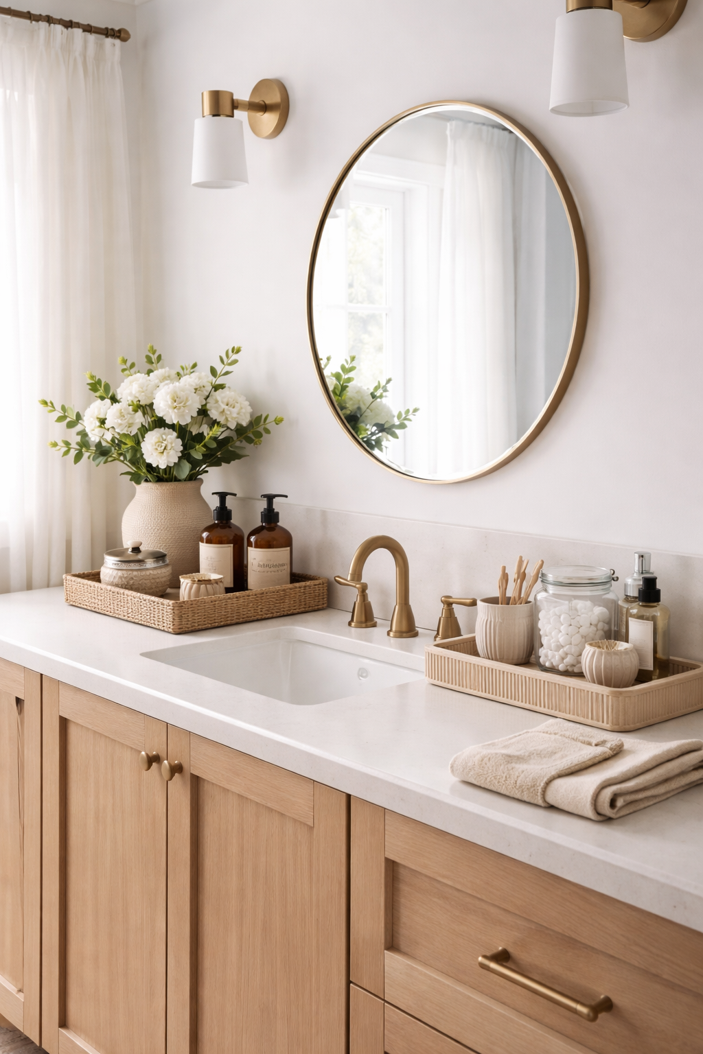 organized clutter free bathroom surfaces