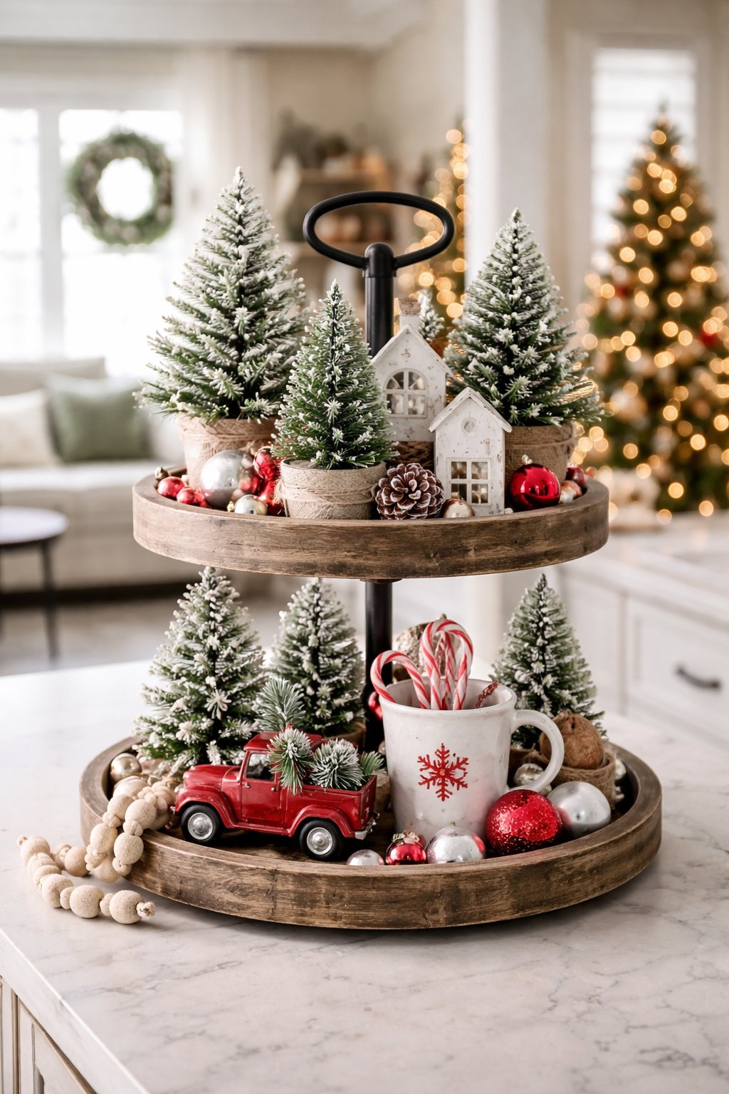mini trees ornaments layered decor