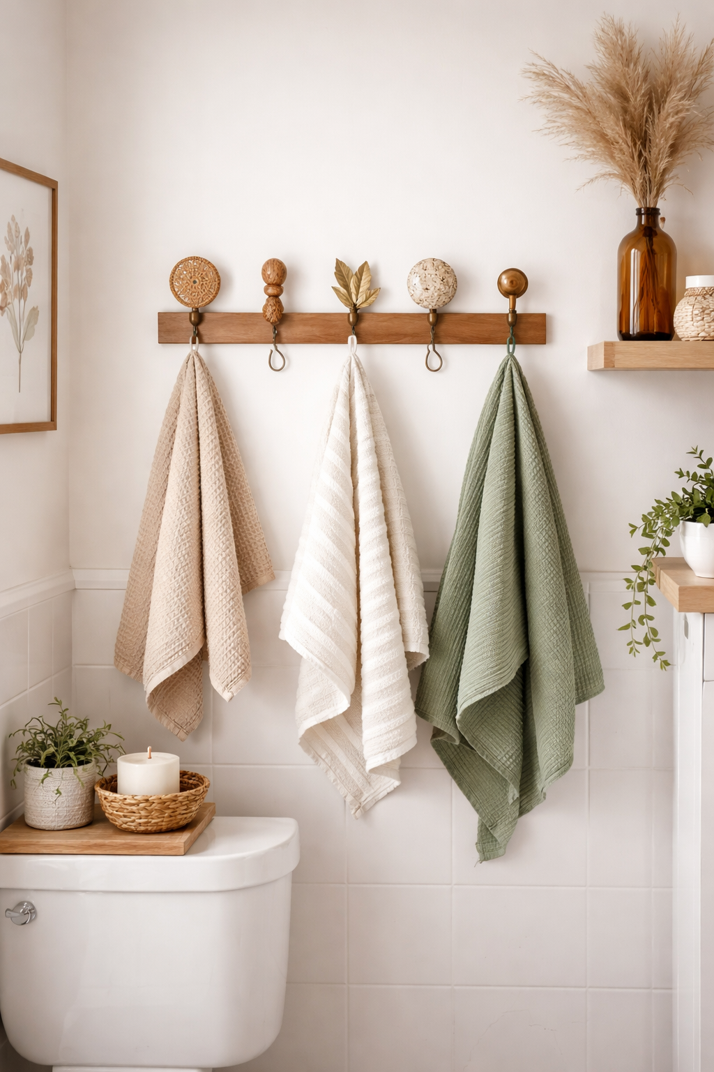 25 Gorgeous Above Toilet Decor Ideas You’ll Want to Steal 16 decorative unique towel hooks