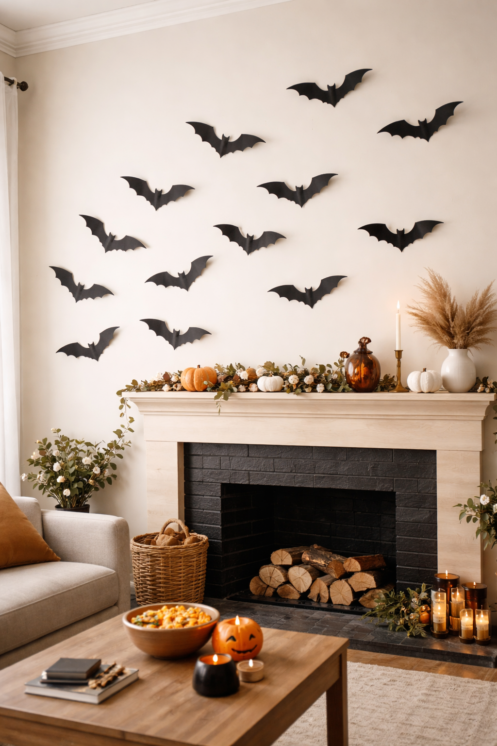 paper bats on wall