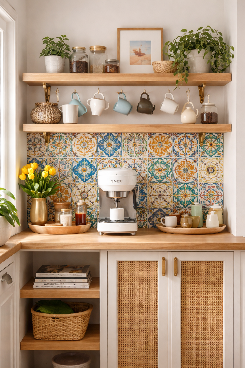 vibrant patterned tile accents