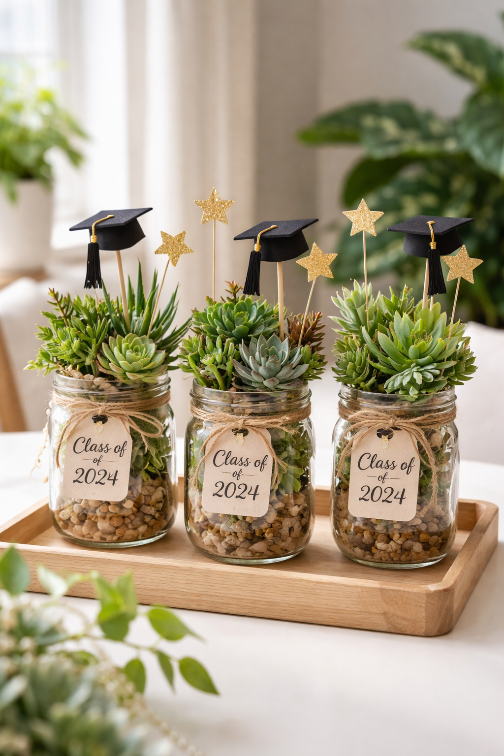 succulents in mason jars