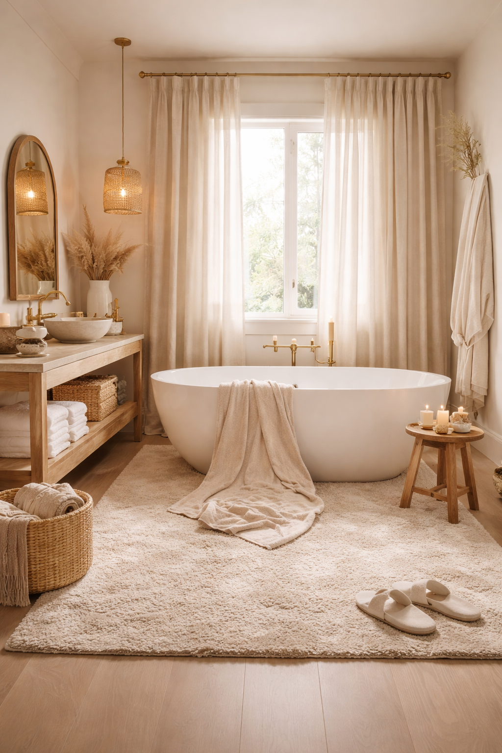luxurious textured bathing space