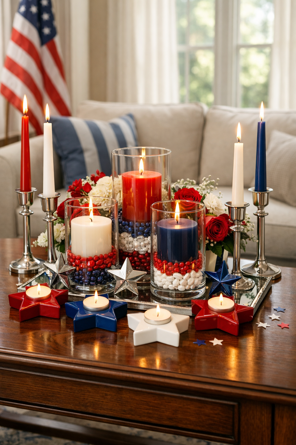 patriotic elegant candle arrangements