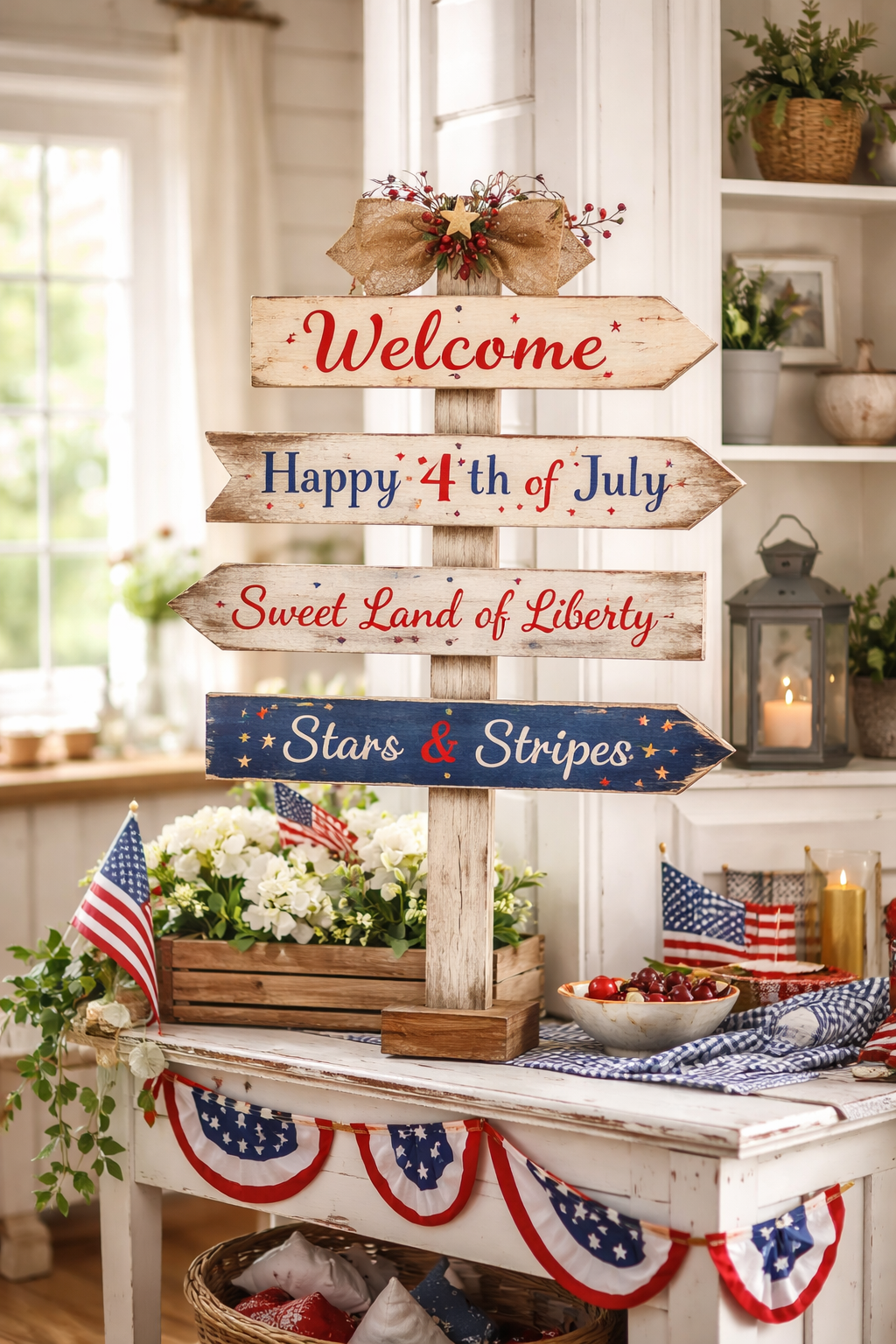 rustic signposts with greetings