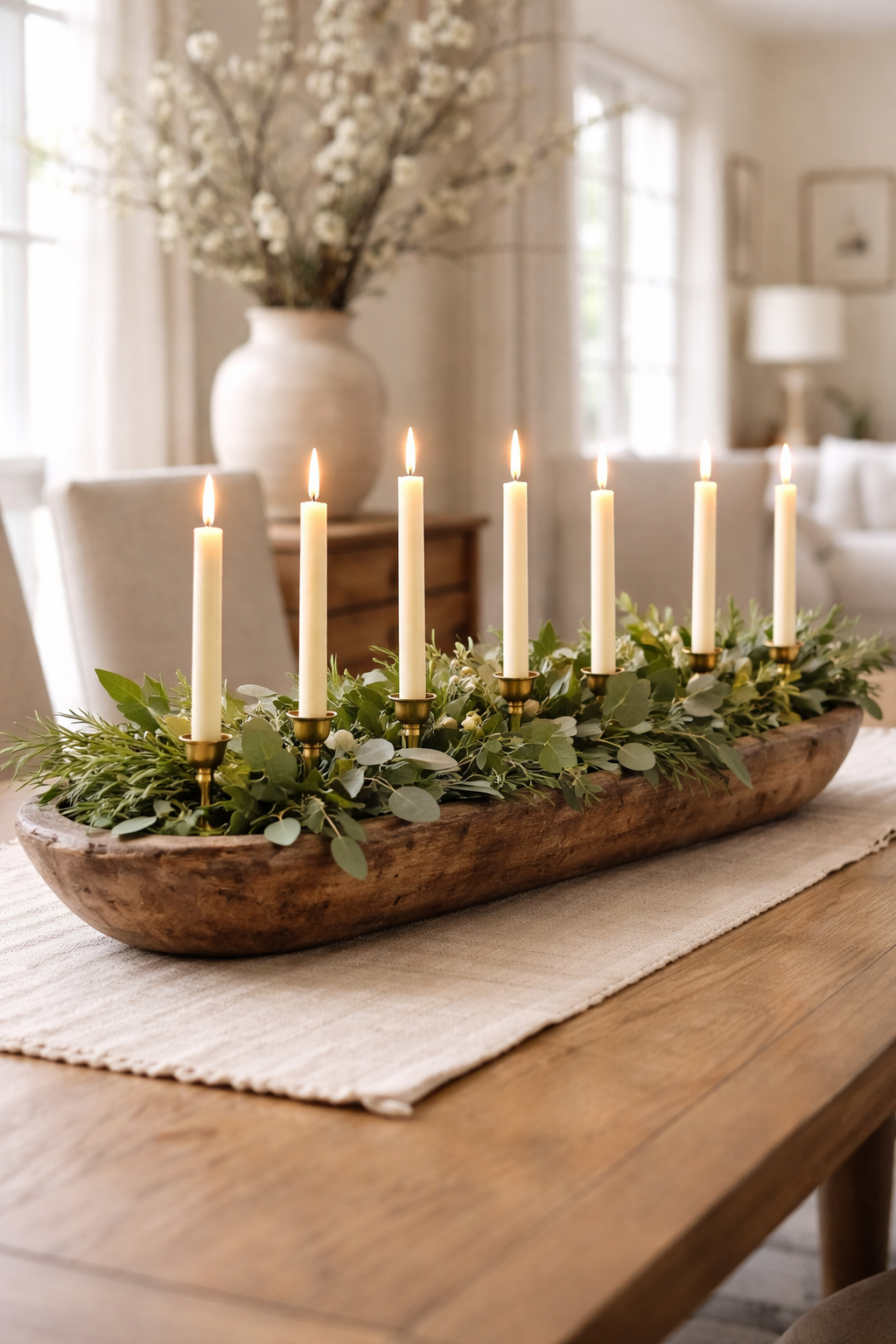 elegant greenery candle arrangement