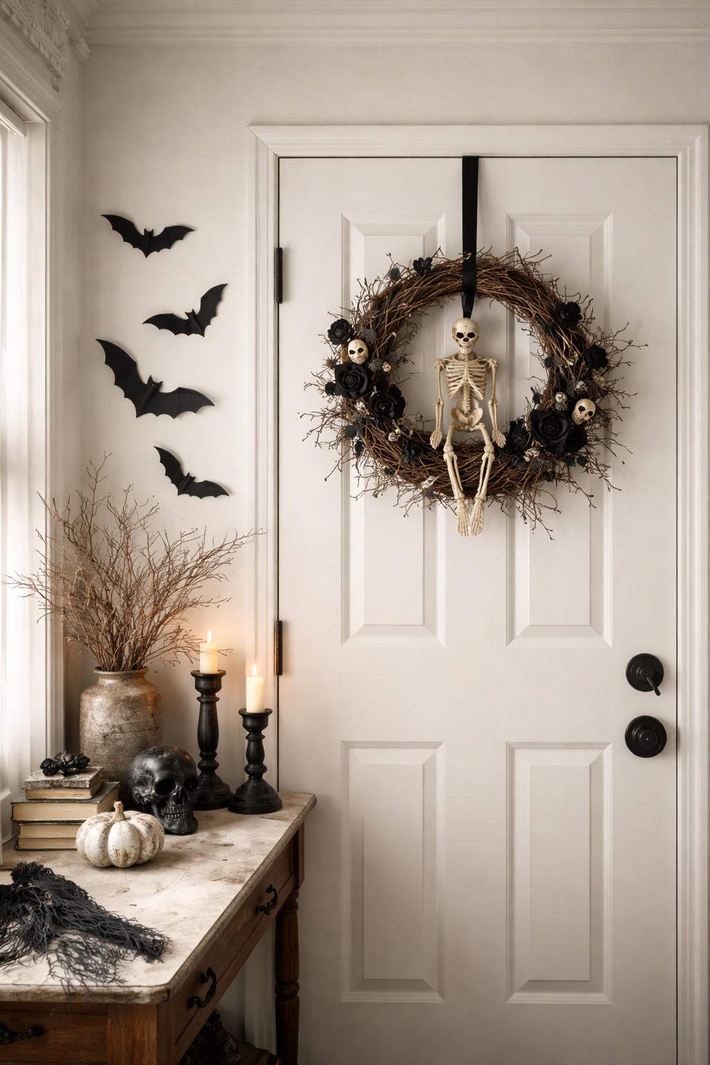 Bats and skeleton wreath