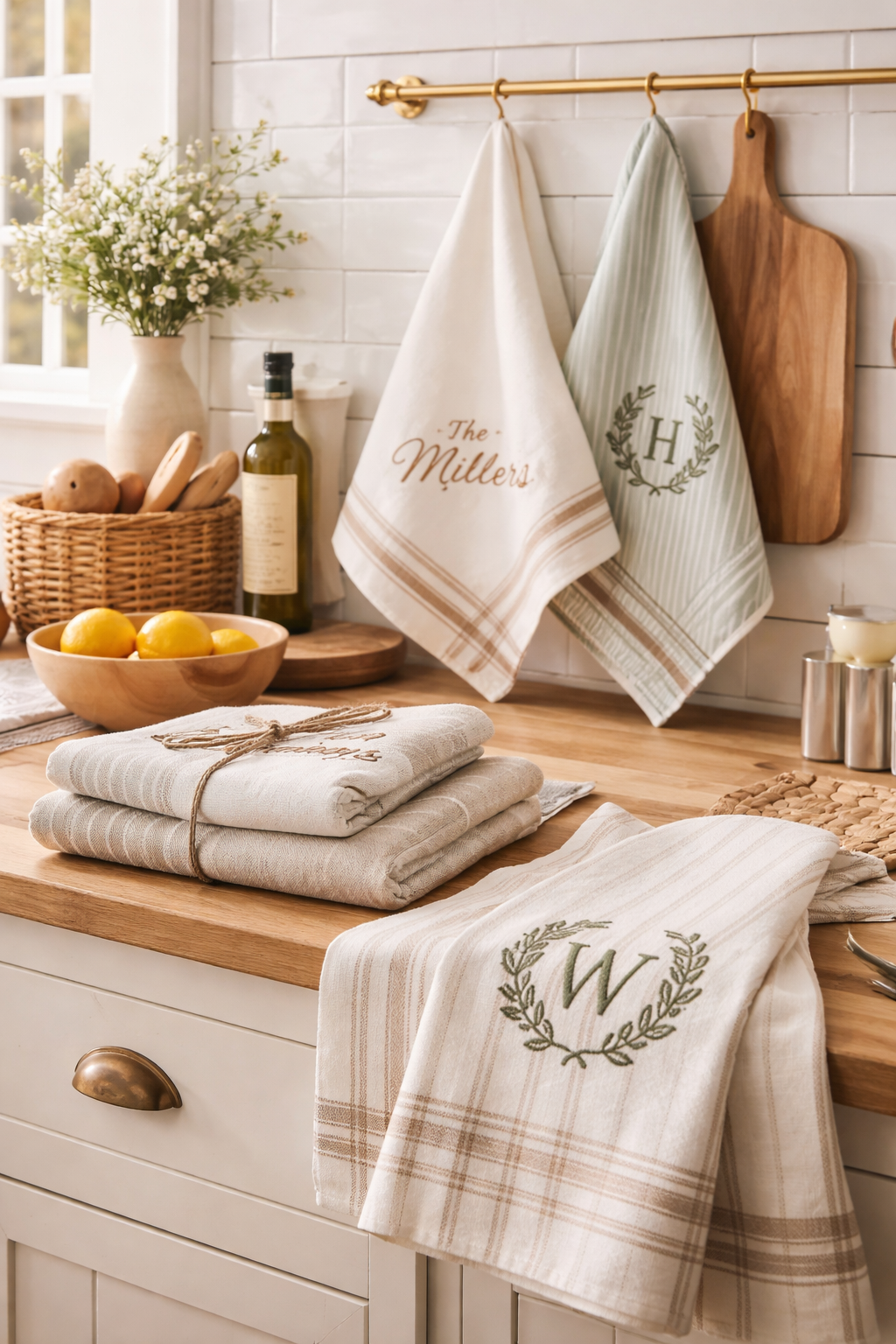 custom embroidered personalized kitchen linens