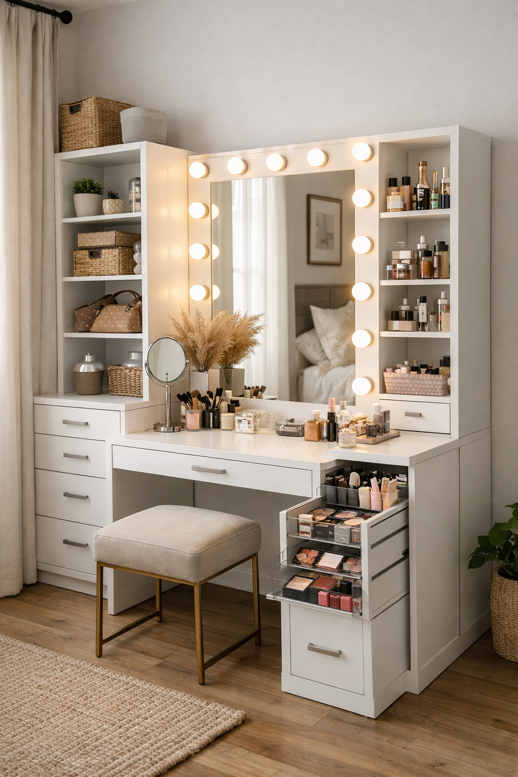 stylish functional vanity with lighting