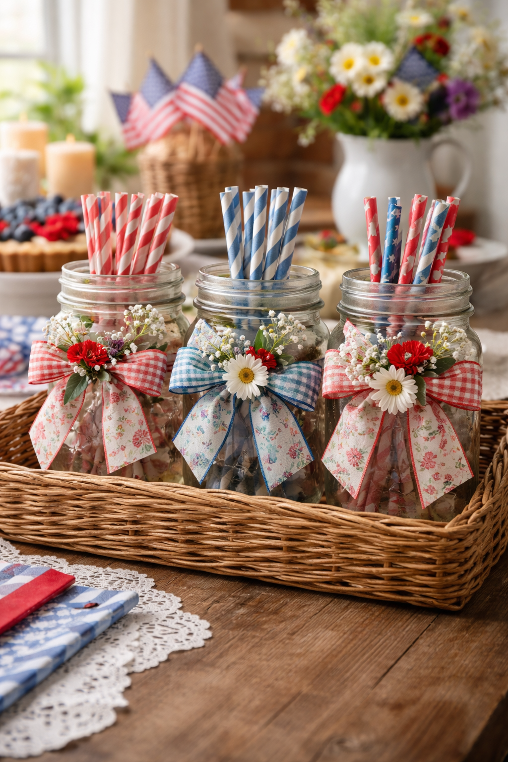 rustic floral ribbon accents