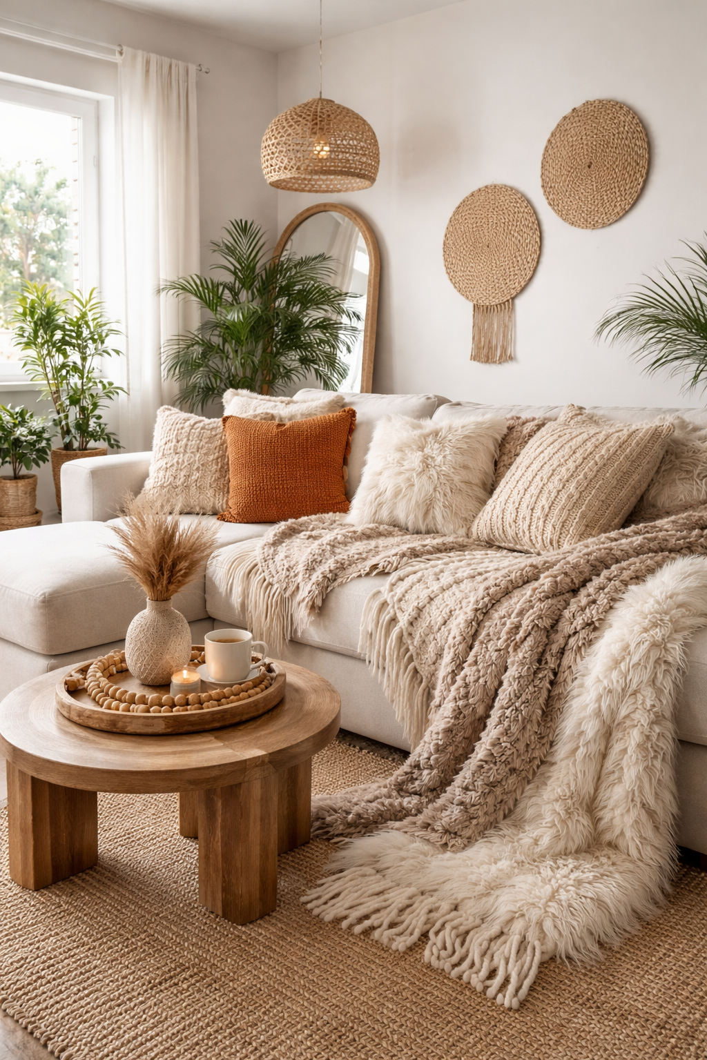 22 Modern Boho Living Room Ideas You'll Absolutely Love 19 layered textural cozy comfort