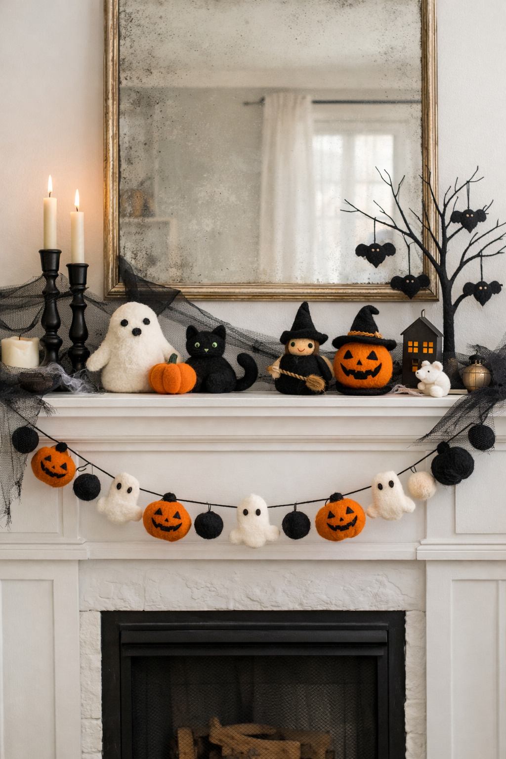 halloween mantel ideas felted decor