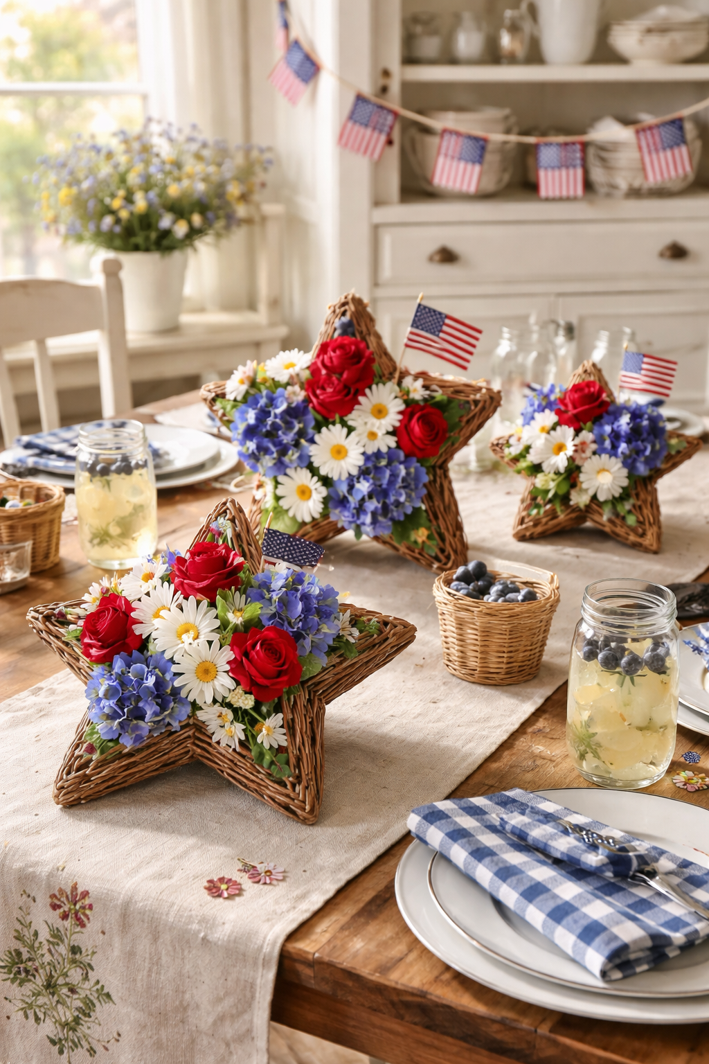 star shaped patriotic floral arrangements