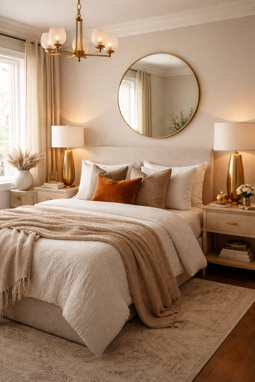 metallic accents elevate bedroom decor