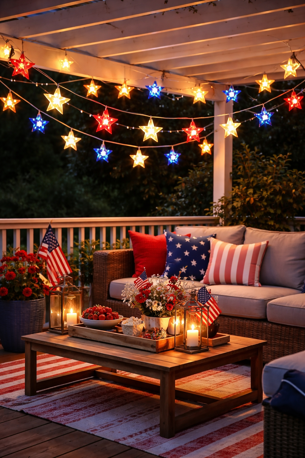 star shaped patriotic string lights